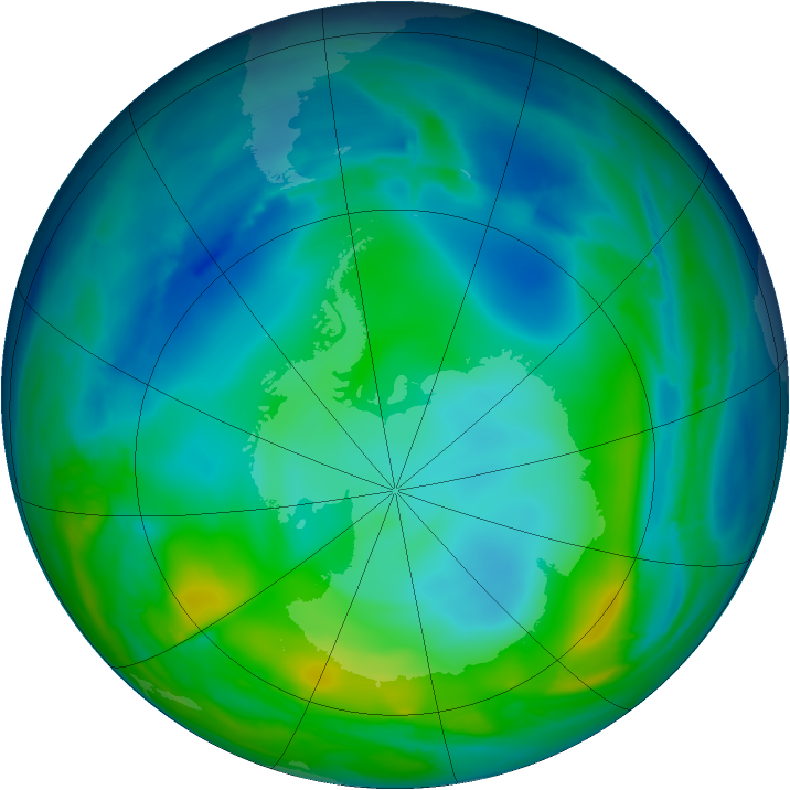 Antarctic ozone map for 29 May 2008